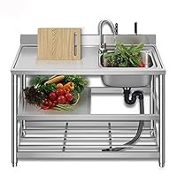 Amazon.co.jp: 手作り304ステンレス製簡易流し台 シンクセット